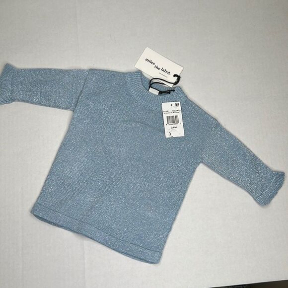 Miles the Label Metallic light blue sweater dress size 3-6 months NWT - Picture 2 of 15